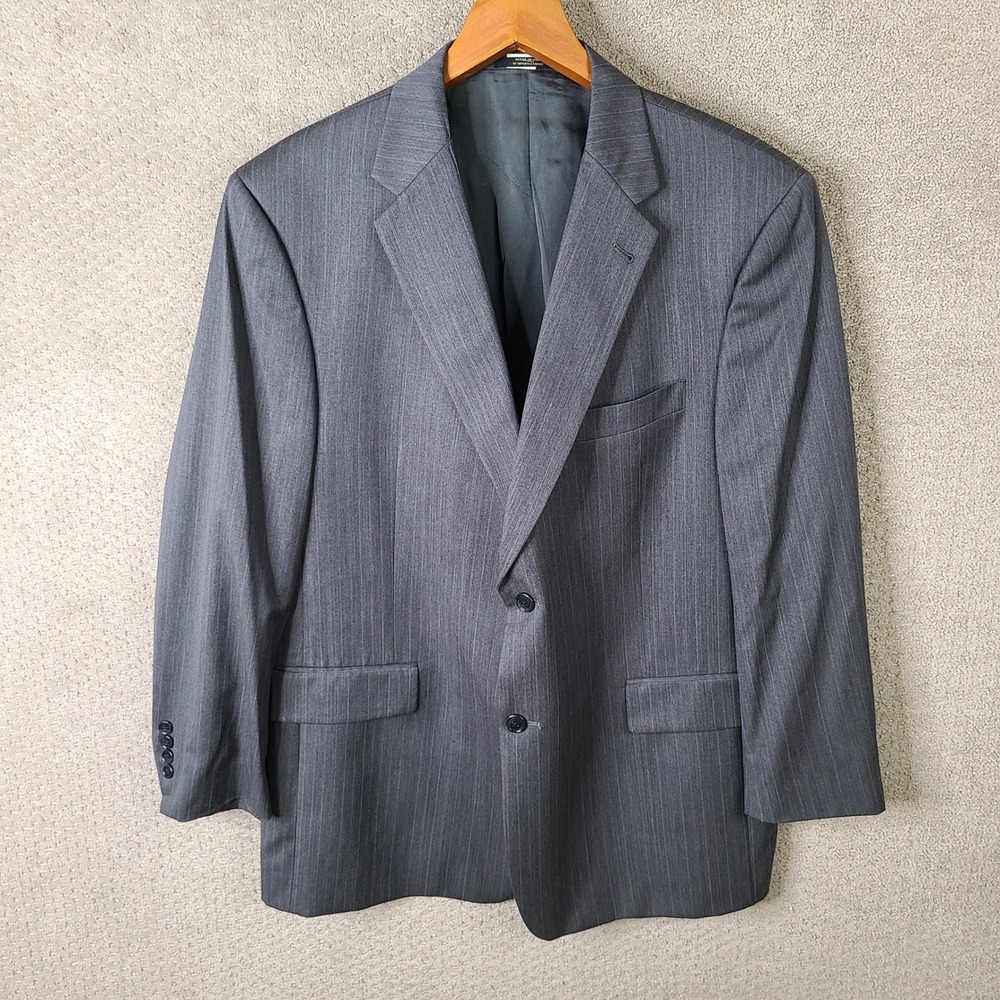 Society Brand LTD‎ Jacket Mens 46R Gray Striped Blazer Two Button Suit Jacket